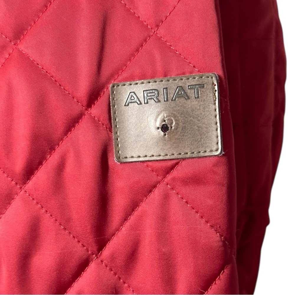 Ariat Red Quilted Jacket Women's Small Pockets Lined Full Zipper Snaps - Picture 7 of 15